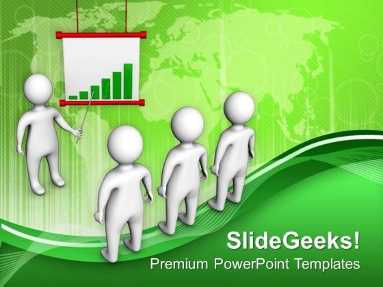 Financial Bar Graph Discussion With Team PowerPoint Templates Ppt Backgrounds For Slides 0513