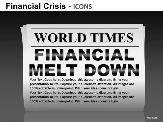 Financial Melt Down Newspaper Headlines PowerPoint Templates