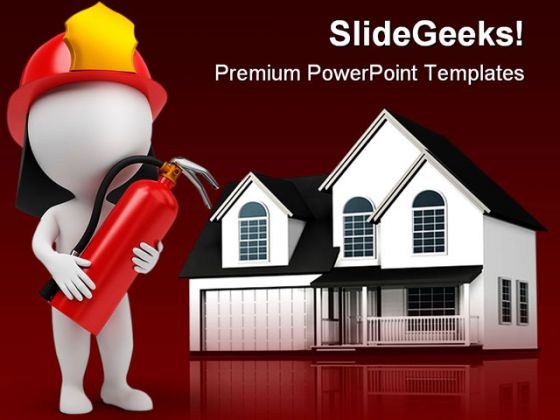 Fire Man And Home Realestate PowerPoint Backgrounds And Templates 0111