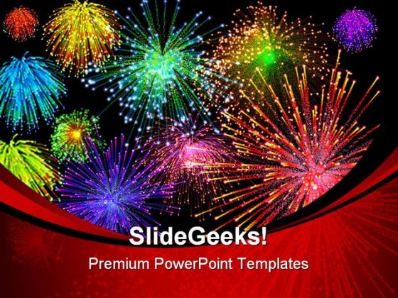 Fireworks Background PowerPoint Template 1010