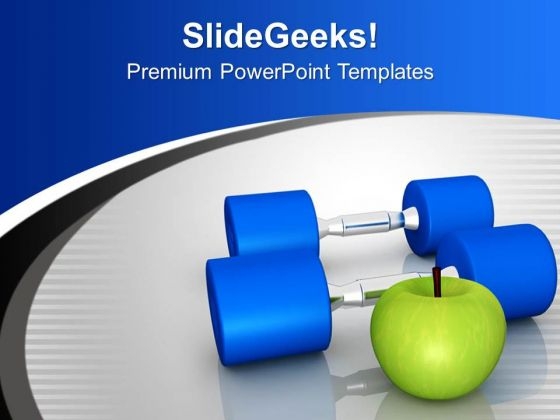 Fitness Objects Exercise Fruits Health Theme PowerPoint Templates Ppt Backgrounds For Slides 0413