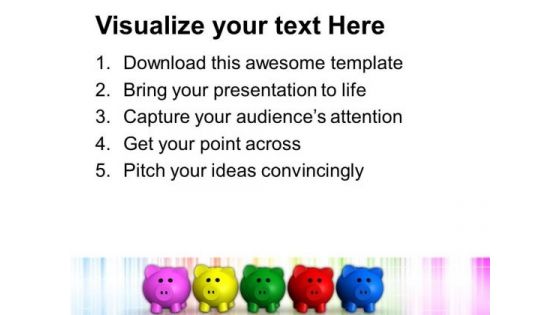 Five Colors Piggy Bank Finance PowerPoint Templates And PowerPoint Themes 1012