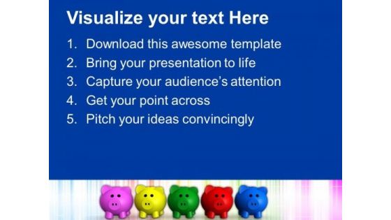 Five Colors Piggy Bank Finance PowerPoint Templates And PowerPoint Themes 1012
