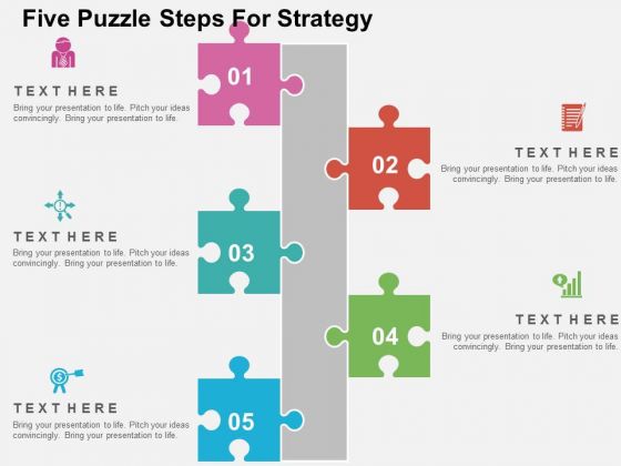 Five Puzzle Steps For Strategy PowerPoint Templates