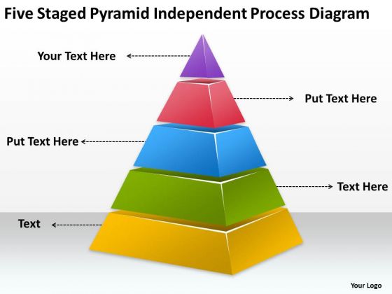 Five Staged Pyramid Independent Process Diagram Ppt Sample Business Plans PowerPoint Templates