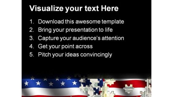 Flag And Dollar Puzzle Shapes Americana PowerPoint Templates And PowerPoint Backgrounds 0111