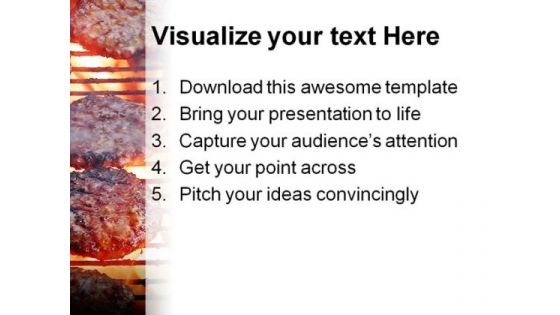 Flame Burgers Food PowerPoint Template 0810