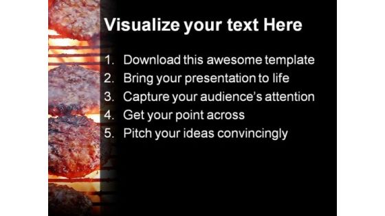 Flame Burgers Food PowerPoint Template 0810