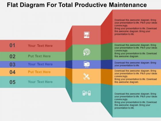 Flat Diagram For Total Productive Maintenance PowerPoint Templates