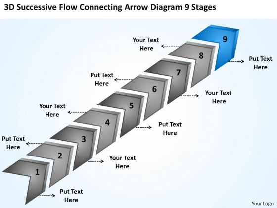 Flow Connecting Arrow Diagram 9 Stages Ppt Personal Training Business Plan PowerPoint Templates