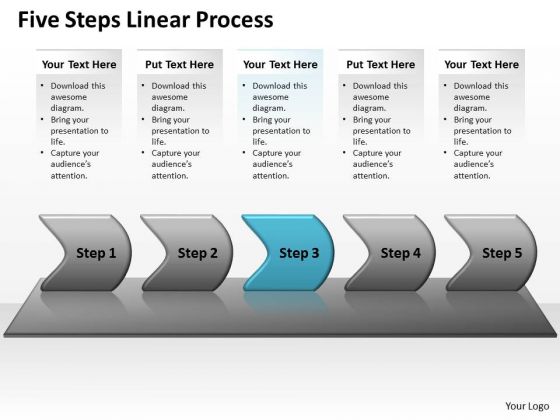 Flow Ppt Background Five Steps Working With Slide Numbers Linear Process 4 Image