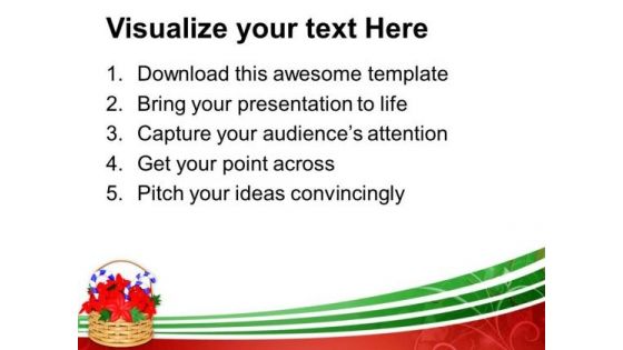 Flower Basket With Blue Candy Cane PowerPoint Templates Ppt Backgrounds For Slides 1212