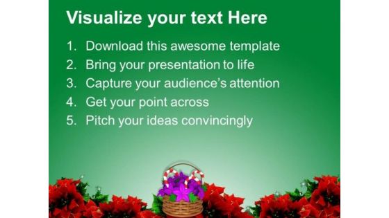 Flower Basket With Candies Christmas PowerPoint Templates Ppt Backgrounds For Slides 1212
