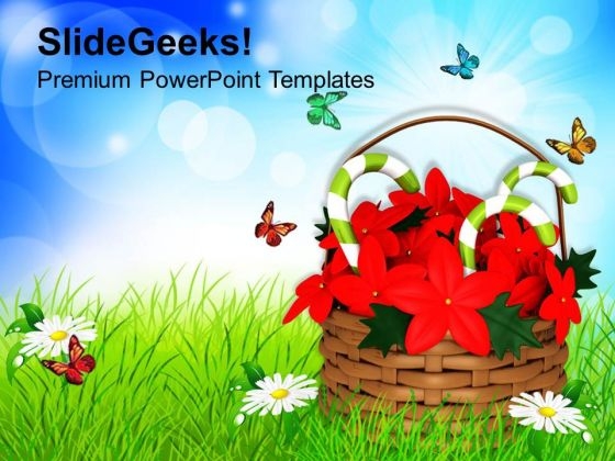 Flower Basket With Candycane PowerPoint Templates Ppt Backgrounds For Slides 1212