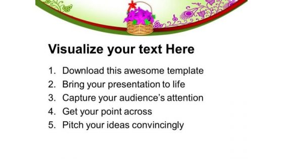 Flower Basket With Pink Flowers Blossom PowerPoint Templates Ppt Backgrounds For Slides 1212
