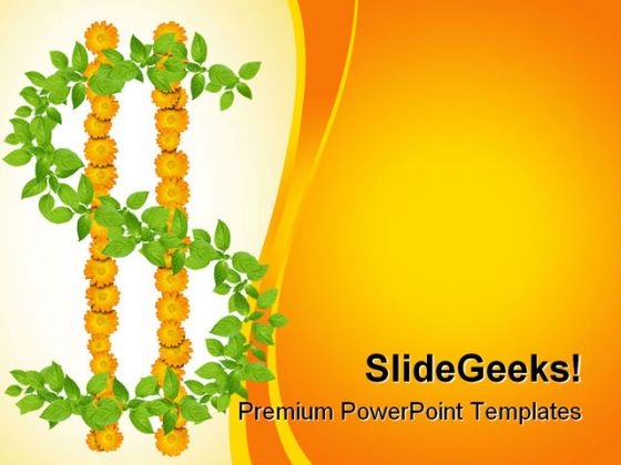 Flower Dollar Metaphor PowerPoint Background And Template 1210