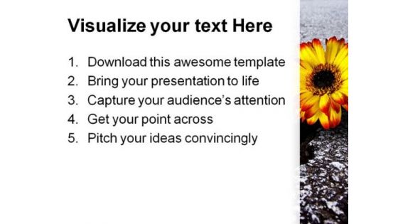Flower In Asphalt Metaphor PowerPoint Themes And PowerPoint Slides 0611