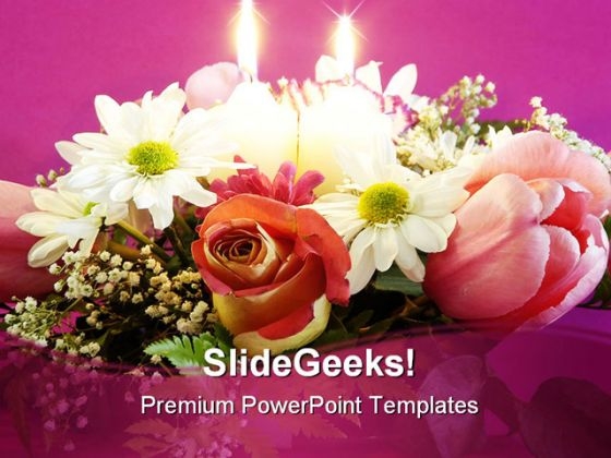 Flowers Arrangement Nature PowerPoint Template 0810