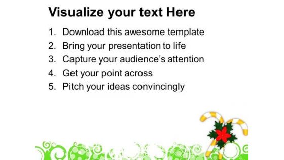 Flowers On Candy Canes Christmas Eve PowerPoint Templates Ppt Backgrounds For Slides 1212