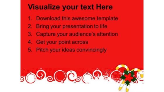 Flowers On Candy Canes Christmas Eve PowerPoint Templates Ppt Backgrounds For Slides 1212