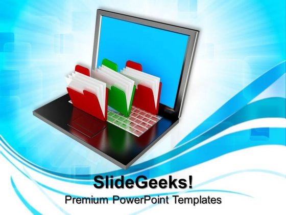 Folder Structure With Laptop Business PowerPoint Templates And PowerPoint Themes 0812