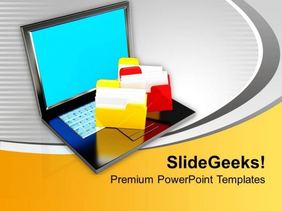 Folder Structure With Laptop Technology PowerPoint Templates Ppt Backgrounds For Slides 1212