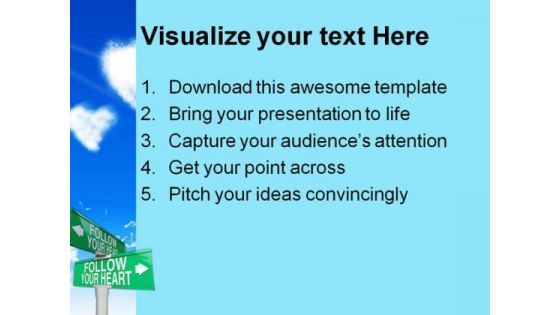 Follow Your Heart Signpost Symbol PowerPoint Themes And PowerPoint Slides 0311