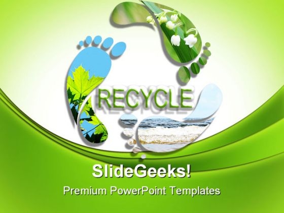 Foot Prints Recycle Symbol PowerPoint Templates And PowerPoint Backgrounds 0211