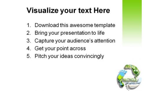 Foot Prints Recycle Symbol PowerPoint Themes And PowerPoint Slides 0211