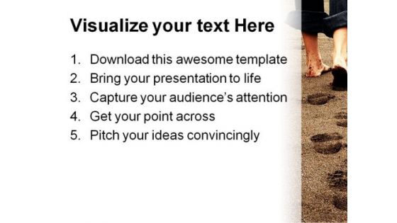 Foot Steps Beach PowerPoint Background And Template 1210