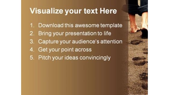 Foot Steps Beach PowerPoint Background And Template 1210