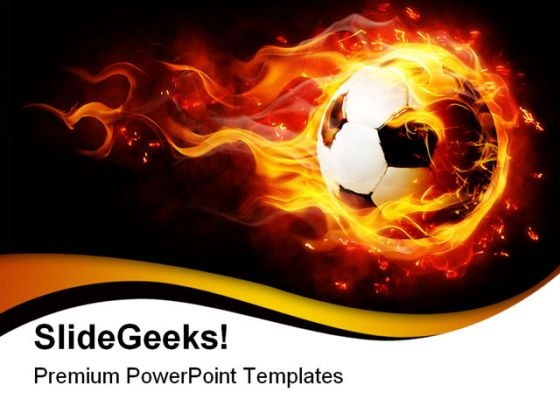 Football With Flames Sports PowerPoint Templates And PowerPoint Backgrounds 0411