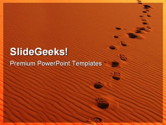Footsteps In Sahara Desert Holidays PowerPoint Templates And PowerPoint Backgrounds 0711