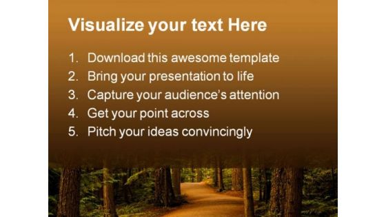 Forest Path Way Nature PowerPoint Template 0810