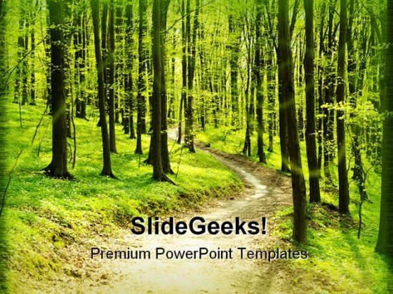 Forest Pathway Geographical PowerPoint Themes And PowerPoint Slides 0411