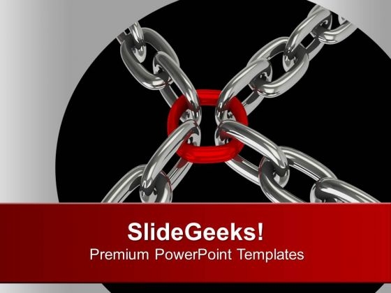 Four Chains Tied Together Security Teamwork PowerPoint Templates Ppt Backgrounds For Slides 1112