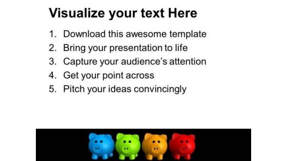 Four Colors Piggy Bank Finance PowerPoint Templates And PowerPoint Themes 1012