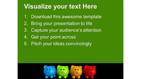 Four Colors Piggy Bank Finance PowerPoint Templates And PowerPoint Themes 1012