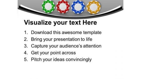 Four Different Poker Chips For Casino Theme PowerPoint Templates Ppt Backgrounds For Slides 0413