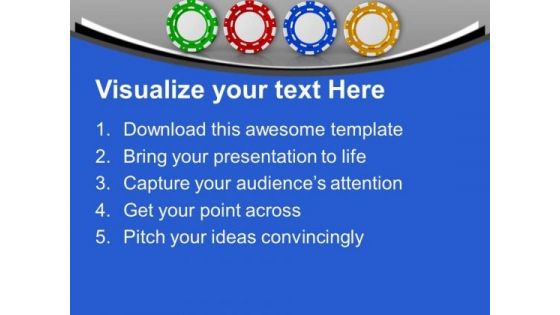 Four Different Poker Chips For Casino Theme PowerPoint Templates Ppt Backgrounds For Slides 0413