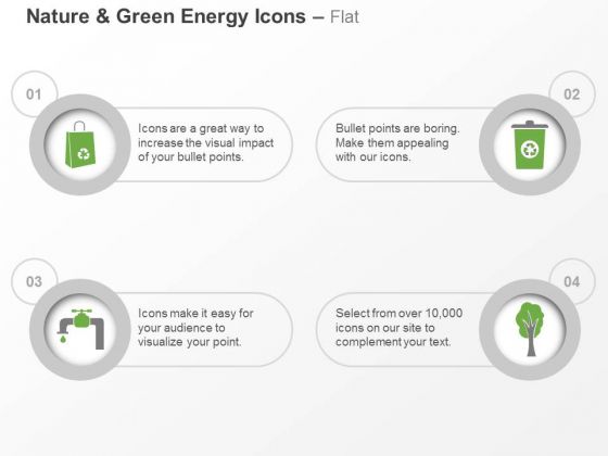 Four Icons For Green Energy Water Air Paper And Waste Management Ppt Slides Graphics