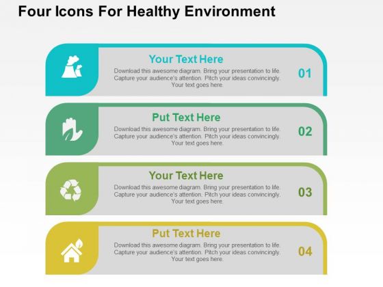 Four Icons For Healthy Environment PowerPoint Templates