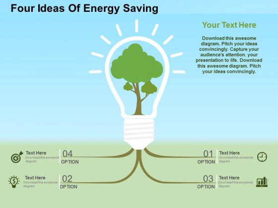 Four Ideas Of Energy Saving PowerPoint Template