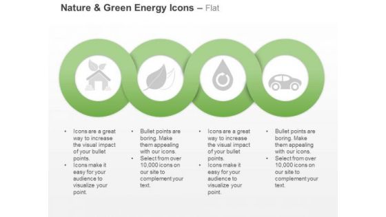 Four Sequential Green Energy And Nature Icons Ppt Slides Graphics
