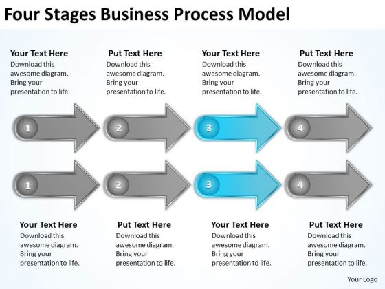 Four Stages Business Process Model Drafting Plan PowerPoint Templates