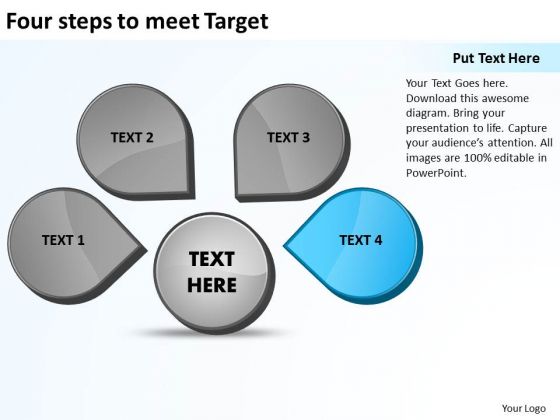 Four Steps To Meet Target Ppt Relative Cycle Arrow Process PowerPoint Slides