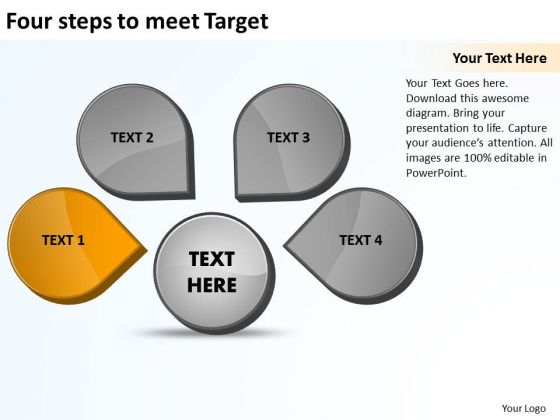 Four Steps To Meet Target Ppt Venn Chart PowerPoint Templates