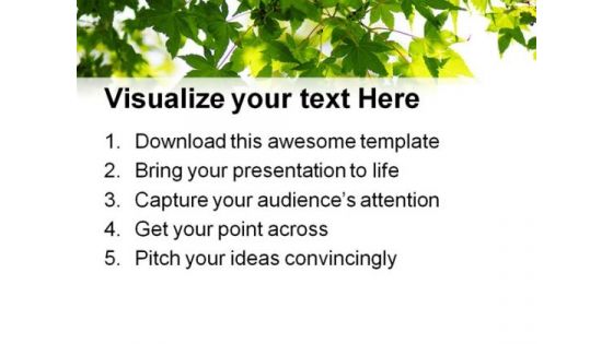Fresh Green Leaves Nature PowerPoint Background And Template 1210
