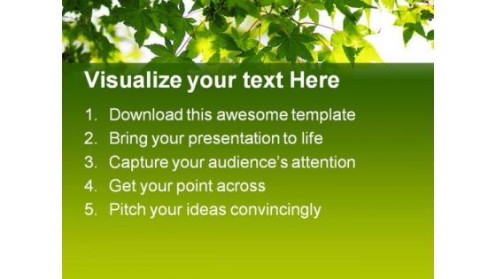 Fresh Green Leaves Nature PowerPoint Background And Template 1210