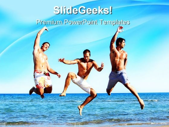 Friends On Beach Holidays PowerPoint Templates And PowerPoint Backgrounds 0711